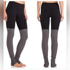 Alo Yoga Womens Goddess Leggings Gray Black Knit Mid Rise Scrunched Leg size S